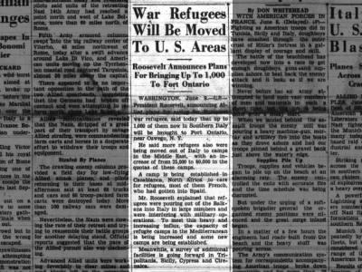 War Refugees Will Be Moved To U.S. Areas